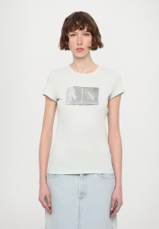 Женская футболка Armani Exchange с логотипом из пайеток 1159865394 (Зеленый XXL)