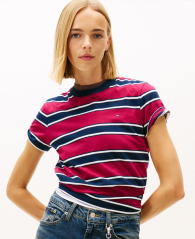 Женская футболка Tommy Hilfiger в полоску 1159865586 (Розовый/Синий M)