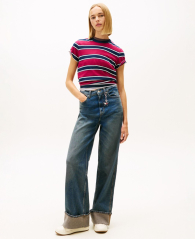 Женская футболка Tommy Hilfiger в полоску 1159865586 (Розовый/Синий M)
