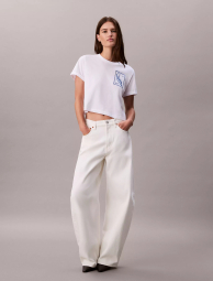 Женская укороченная футболка Calvin Klein с логотипом 1159865589 (Белый XS)