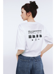 Укороченная футболка UNIQLO с принтом 1159870267 (Белый XL)