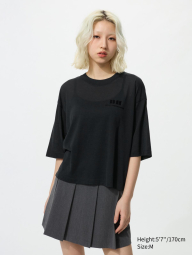 Укороченная лёгкая футболка UNIQLO 1159874175 (Черный XS)