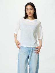 Укорочена легка футболка UNIQLO з принтом 1159878593 (Білий XS)