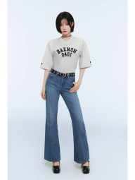 Укорочена футболка UNIQLO з принтом 1159902182 (Сірий XL)