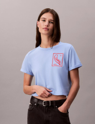 Женская укороченная футболка Calvin Klein с логотипом 1159918952 (Голубой XS)