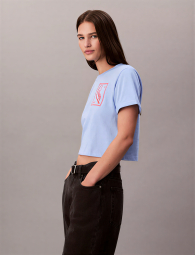 Женская укороченная футболка Calvin Klein с логотипом 1159919858 (Голубой M)