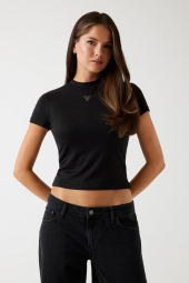 Вязаная футболка GUESS со стразами 1159955929 (Черный S)