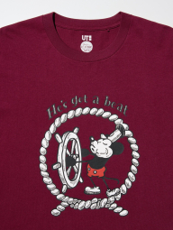 Футболка UNIQLO с принтом Mickey Mouse 1159981838 (Бордовый S)