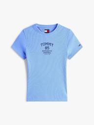 Футболка в рубчик Tommy Hilfiger с логотипом 1161208671 (Голубой S)