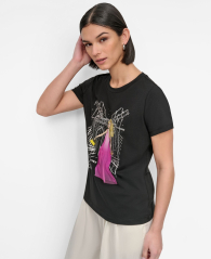 Жіноча футболка DKNY з принтом Brooklyn Bridge Conversational 1160091480 (Чорний S)