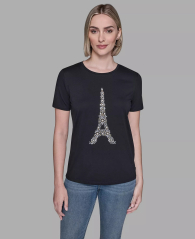 Жіноча футболка Karl Lagerfeld Paris з камінням 1160681302 (Чорний M)