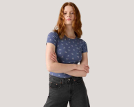 Женская футболка с принтом Levi's в рубчик 1160722859 (Синий 1X)