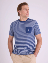 Футболка U.S. Polo Assn с карманом 1160793923 (Синий/Белый M)