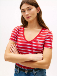 Женская футболка Tommy Hilfiger в полоску 1161305564 (Красный S)