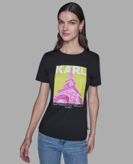Женская футболка Karl Lagerfeld Paris с принтом 1161449974 (Черный L)