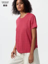 Женская льняная футболка UNIQLO 1161464233 (Красный XL)