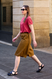 Женская льняная футболка UNIQLO 1161464233 (Красный XL)