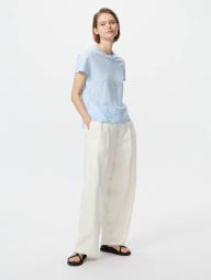 Женская льняная футболка UNIQLO 1161465537 (Голубой XL)