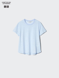 Женская льняная футболка UNIQLO 1161465537 (Голубой XL)