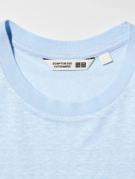 Женская льняная футболка UNIQLO 1161465537 (Голубой XL)