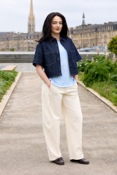 Женская льняная футболка UNIQLO 1161465537 (Голубой XL)