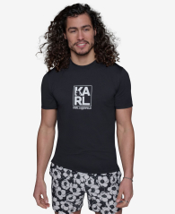 Мужской рашгард Karl Lagerfeld Paris футболка для купания UPF 30+ 1161473473 (Черный L)