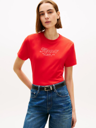 Жіноча футболка Tommy Hilfiger з логотипом 1161679461 (Червоний L)