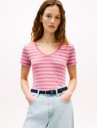 Женская футболка Tommy Hilfiger в полоску 1161911541 (Розовый XS)