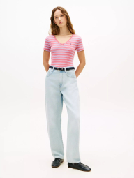 Женская футболка Tommy Hilfiger в полоску 1161910461 (Розовый M)