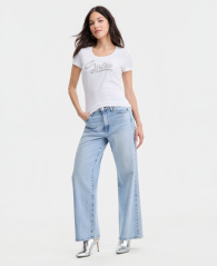 Женская футболка GUESS с логотипом из страз 1162519103 (Белый M)