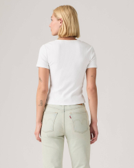 Женская футболка на пуговицах Levi's в рубчик 1162559777 (Белый S)