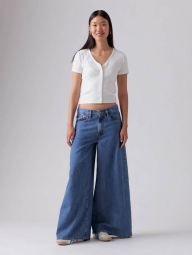 Женская футболка на пуговицах Levi's в рубчик 1162559777 (Белый S)