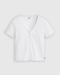Женская футболка на пуговицах Levi's в рубчик 1162559777 (Белый S)
