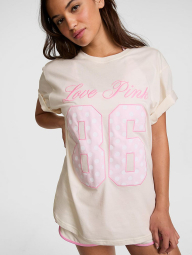 Жіноча футболка вільного крою Victoria's Secret Pink 1162664457 (Молочний XS)
