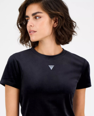 Женская велюровая футболка GUESS со стразами 1162638045 (Черный XL)
