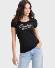 Женская футболка GUESS с логотипом из страз 1162709564 (Черный XL)
