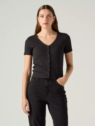 Женская футболка на пуговицах Levi's в рубчик 1162747405 (Черный XL)