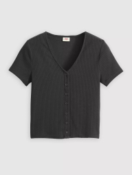 Женская футболка на пуговицах Levi's в рубчик 1162747405 (Черный XL)
