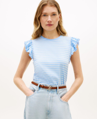 Футболка жіноча Tommy Hilfiger з рукавами-оборками 1162750707 (Блакитний S)