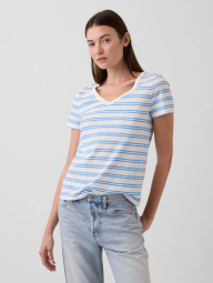 Жіноча футболка GAP в смужку 1163300532 (Білий/Блакитний XXL)