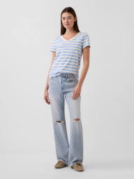 Жіноча футболка GAP в смужку 1163300532 (Білий/Блакитний XXL)