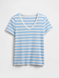 Жіноча футболка GAP в смужку 1163300532 (Білий/Блакитний XXL)