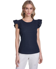 Женская футболка Tommy Hilfiger с рукавами-оборками 1163460737 (Синий XL)