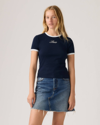 Женская футболка Levi's с вышитым логотипом 1163469018 (Синий M)