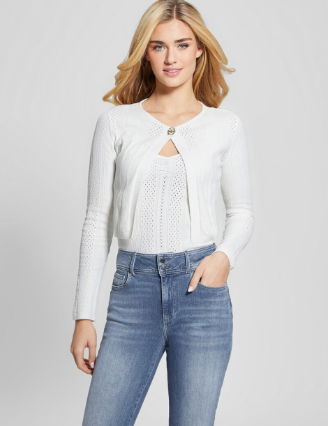 Жіночий укорочений кардиган GUESS на гудзику 1159838187 (Білий XS)