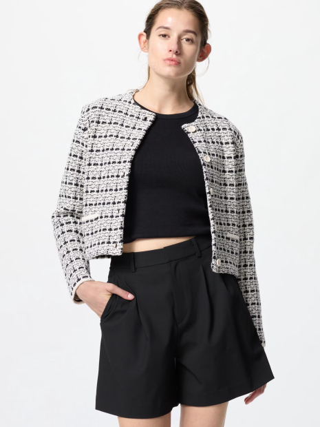 Женский вязаный кардиган UNIQLO 1159842970 (Черный/Молочный S)