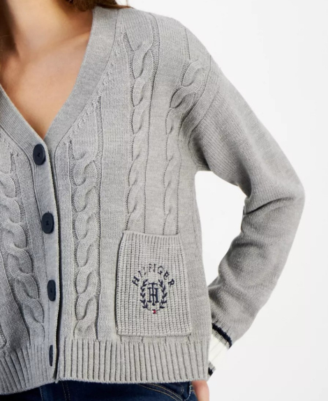 Женский вязаный кардиган Tommy Hilfiger на пуговицах 1159846650 (Серый XL)