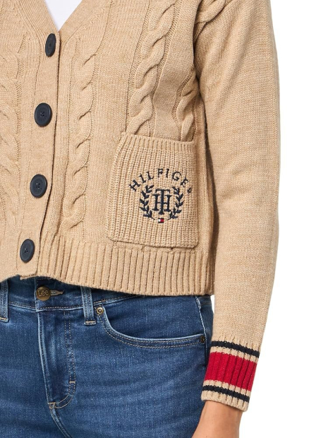 Женский вязаный кардиган Tommy Hilfiger на пуговицах 1159847134 (Бежевый L)
