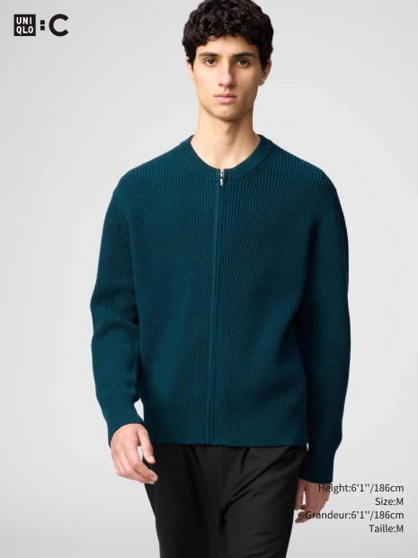 Вязаный кардиган UNIQLO на молнии 1159849980 (Зеленый M)