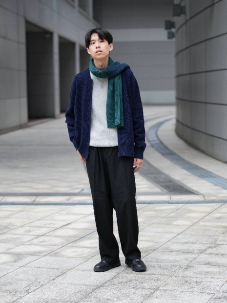 Вязаный кардиган UNIQLO на молнии 1159849982 (Синий 3XL)